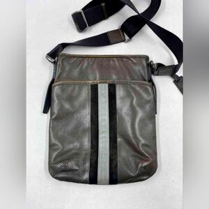 Vintage| Burberry Black Label| Bags Messenger| Grey Leather w Blue Stripe | COA